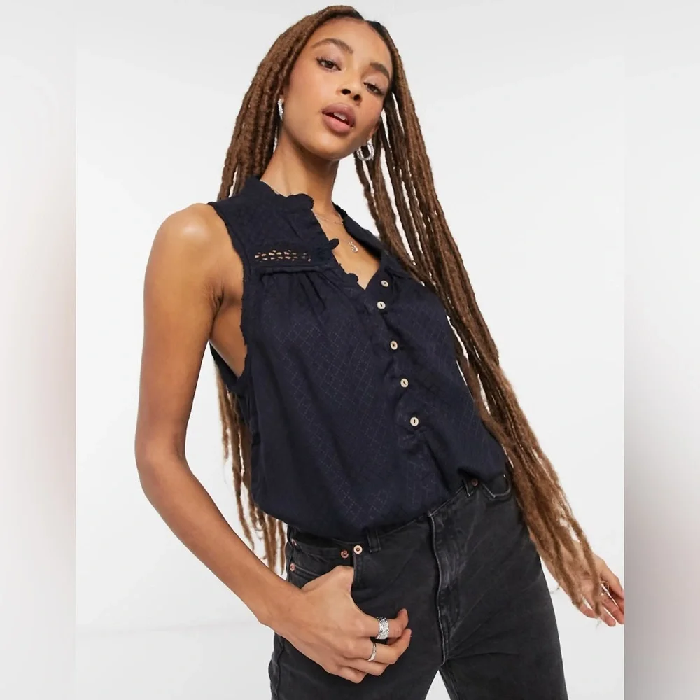 Free People Low Tide Bodysuit Navy Blue Size Small